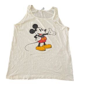 Vintage 80's Disney Mickey Mouse Tank Top Shirt Mens XL White Graphic Print